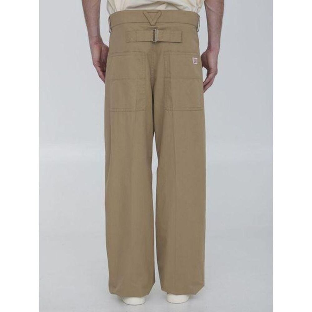 BOTTEGA VENETA Men's Relaxed Fit Textured Trousers Men Beige Pants